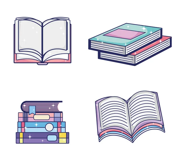 Set Magic Books Collection Vector Illustration Graphic Design — Stock Vector
