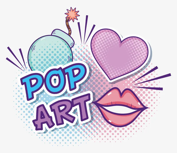 Arte Pop Dibujos Animados Colección Vector Ilustración Diseño Gráfico — Archivo Imágenes Vectoriales