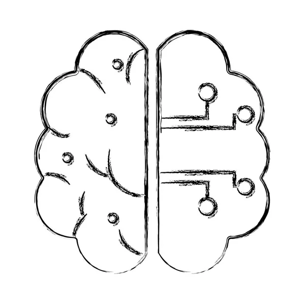 Grunge Cérebro Com Circuitos Inteligência Artificial Informação Vetor Ilustração — Vetor de Stock