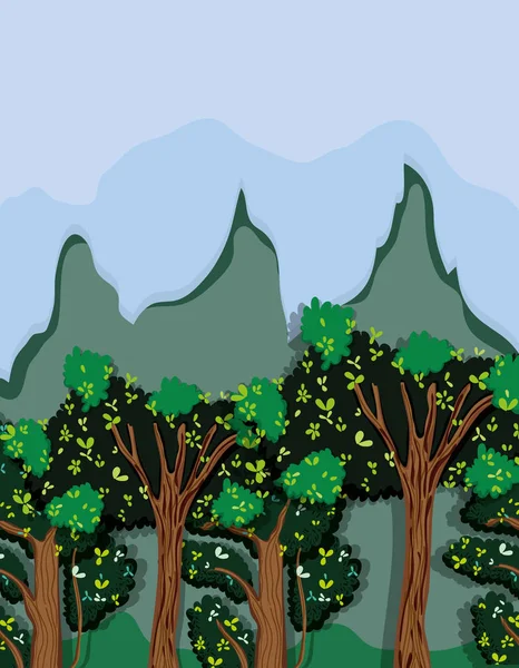 Beau Paysage Forestier Illustration Vectorielle Dessin Animé Design Graphique — Image vectorielle