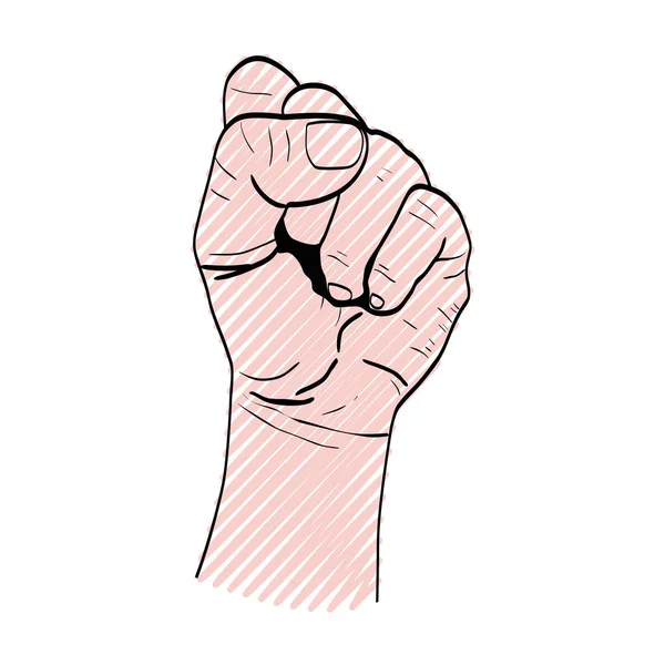 Doodle Hand Omhoog Verzetten Protest Demonstratie Vectorillustratie — Stockvector