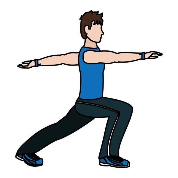 Kolor Fitness Mężczyzna Rzuca Każdy Ilustracji Wektorowych Ćwiczenia Nóg — Wektor stockowy