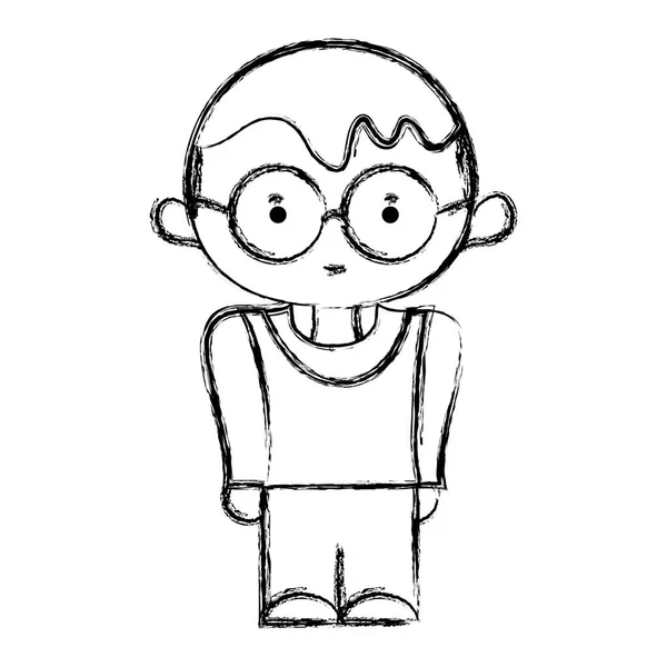 Grunge Αγόρι Εικονογράφηση Διάνυσμα Στυλ Χτένισμα Σχεδιασμό Και Γυαλιά — Διανυσματικό Αρχείο