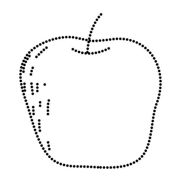 Gepunktete Form Köstliche Apfelfrüchte Organische Vitaminvektoren Illustration — Stockvektor