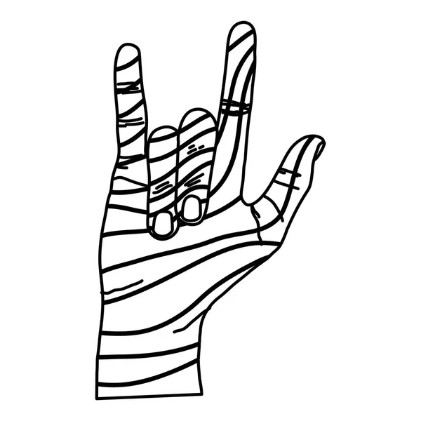 Linie Schmücken Hand Mit Geste Geste Zeichen Vektor Illustration — Stockvektor