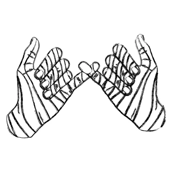 Grunge Mode Hand Mit Pinky Versprechen Zeichen Vektor Illustration — Stockvektor