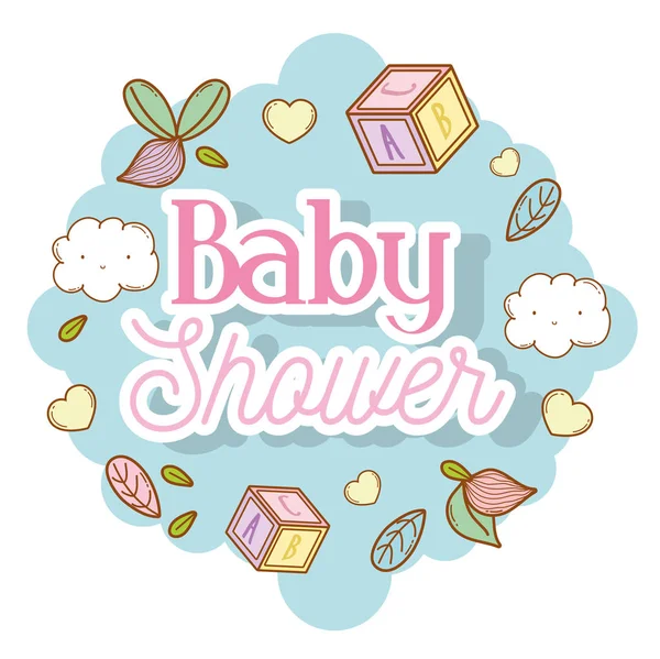 Baby Prysznicem Zdarzenie Kostki Zabawki Chmury Ilustracja Wektorowa — Wektor stockowy