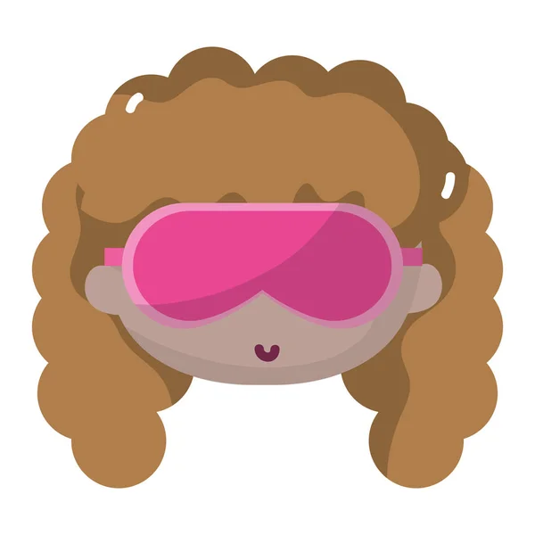 Cabeza Chica Con Peinado Gafas Dormir Vector Ilustración — Archivo Imágenes Vectoriales