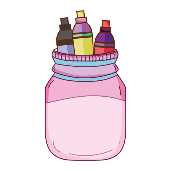 Evidenziatori Penne All Interno Cristallo Bottiglia Oggetto Vettoriale Illustrazione — Vettoriale Stock