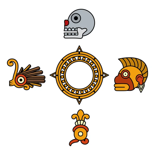 Colore Indigeno Cultura Tradizionale Simboli Nativi Vettoriale Illustrazione — Vettoriale Stock