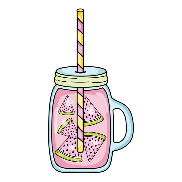 美味的西瓜水果冰沙饮料矢量插图 — 图库矢量图片