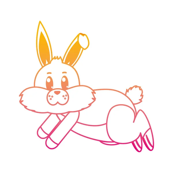 Degraded Line Nice Wild Rabbit Animal Running Vector Illustration — Stock Vector