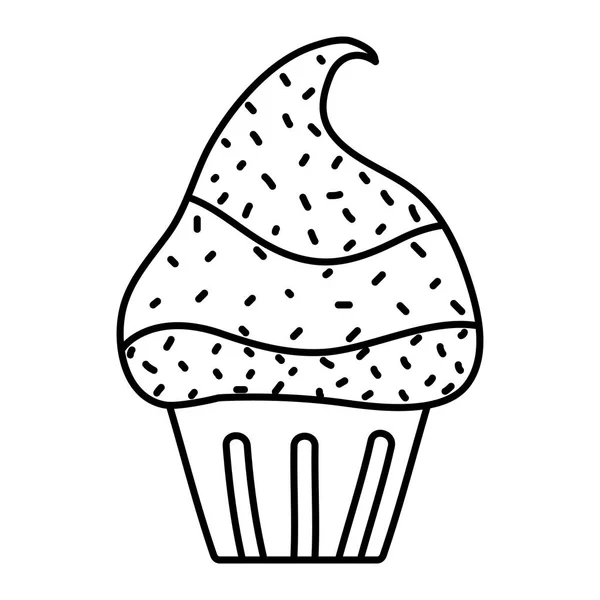 Ilustracja Wektorowa Słodki Deser Ciasto Pyszne Bułeczki Linii — Wektor stockowy