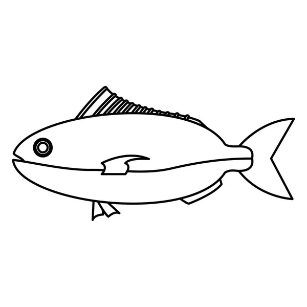 Ligne Poisson Sain Fruits Mer Préparé Illustration Vectorielle — Image vectorielle