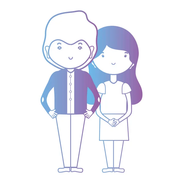 Línea Bonita Pareja Junto Con Peinado Diseño Vector Ilustración — Vector de stock