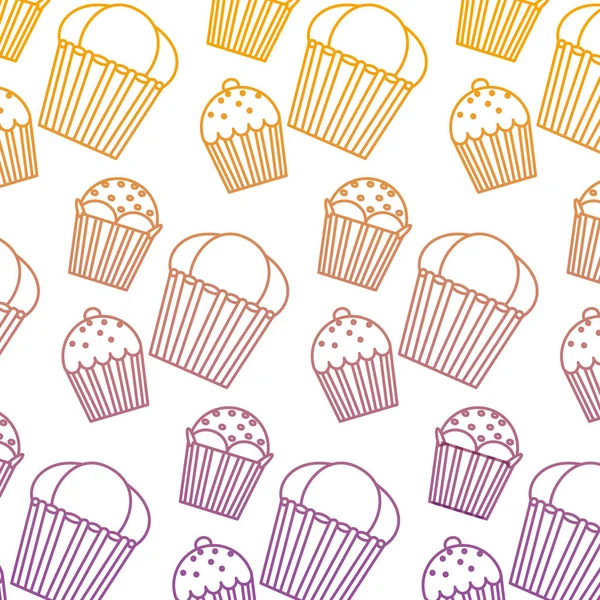 Ligne Dégradée Délicieux Muffin Doux Fond Dessert Illustration Vectorielle — Image vectorielle