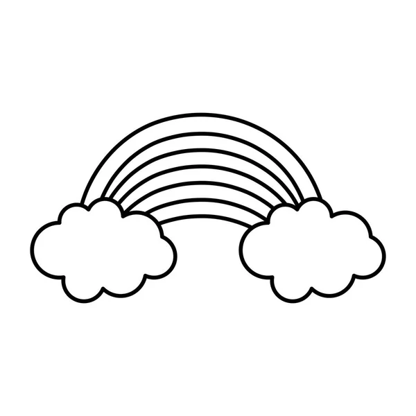 Lijn Natuur Heldere Regenboog Met Wolken Hemel Vectorillustratie — Stockvector