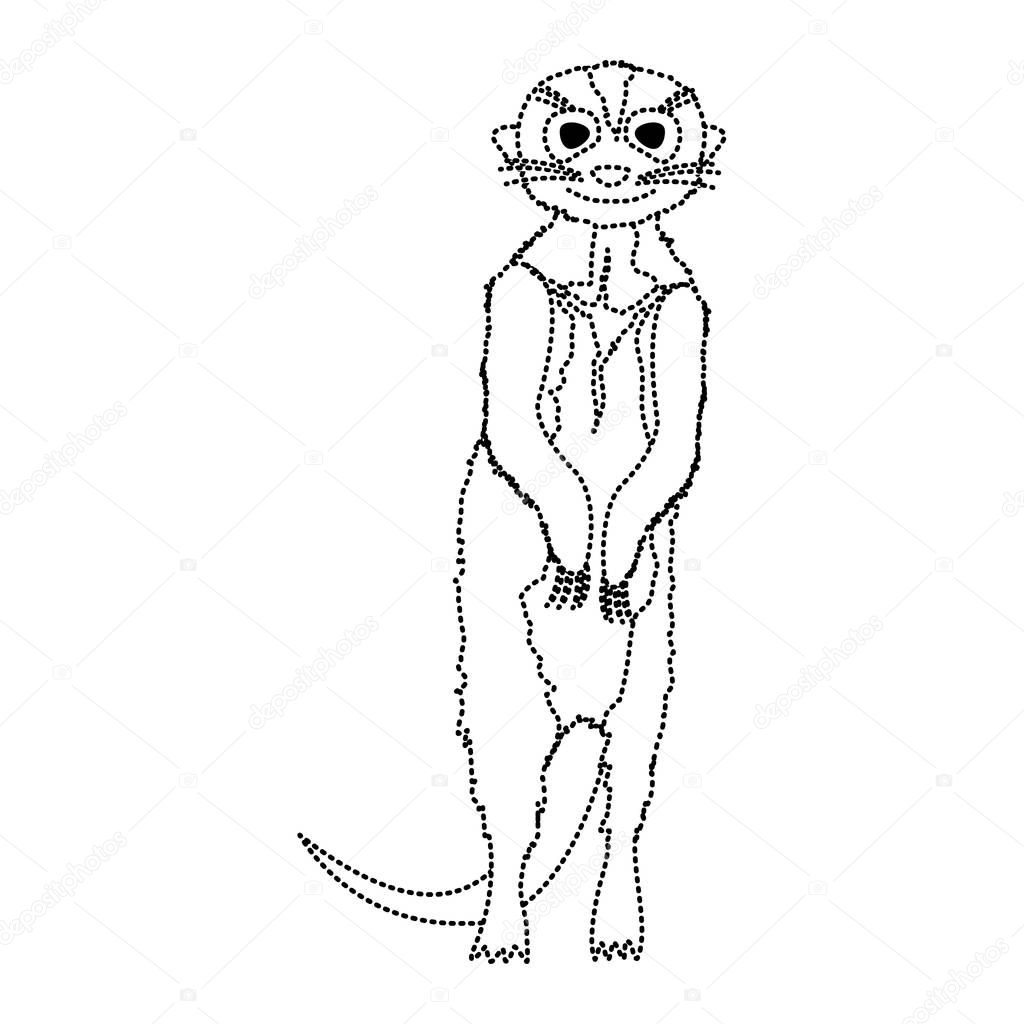 dotted shape cute meerkat wild animal in the desert vector illustration