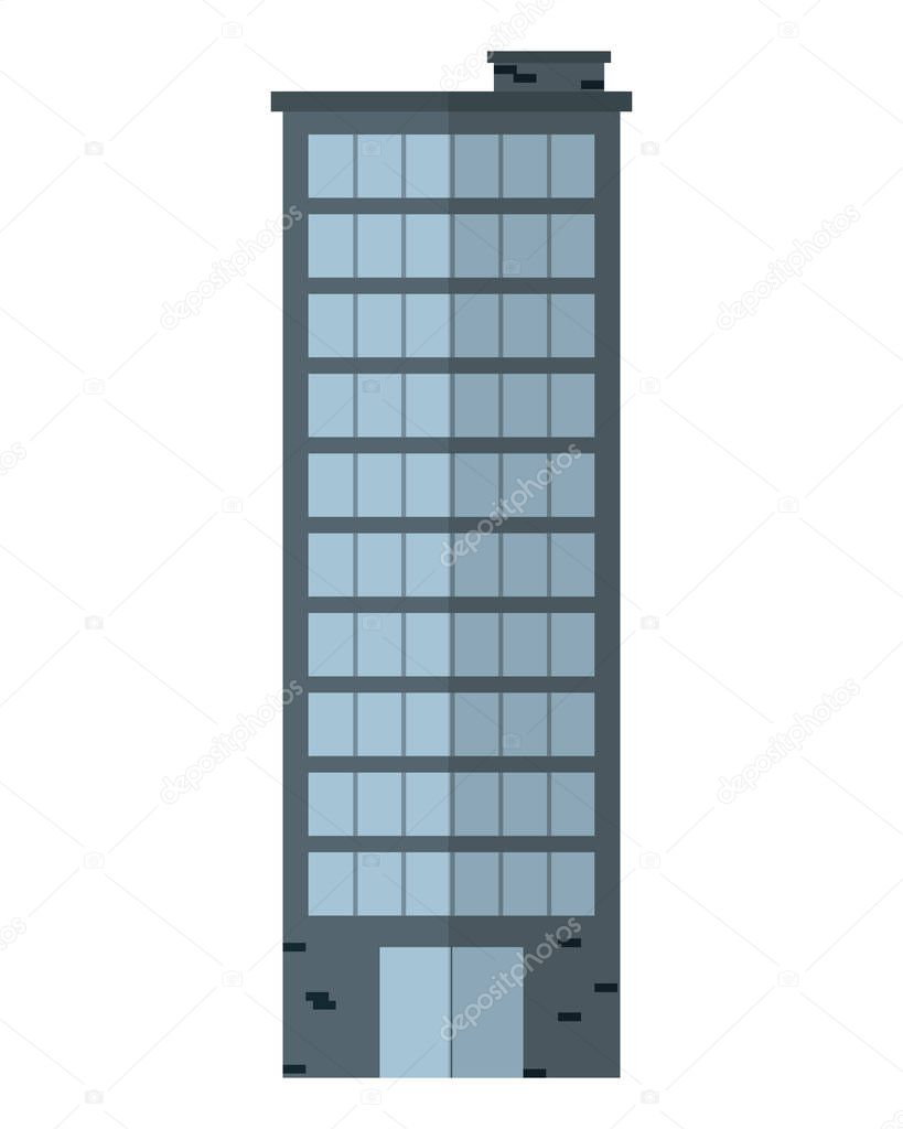 city urban building architecture with windows vector illustration