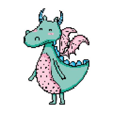 mistik dragon nerde şirin kanatlı illüstrasyon vektör