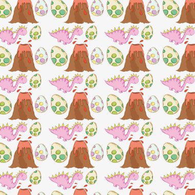 dinozor dino yumurta ve volkan arka plan vektör çizim ile