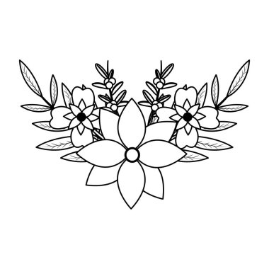 satır doğal çiçek dalları ve yaprakları yaprakları vektör çizim ile