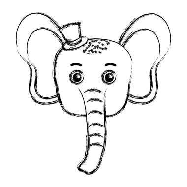 Grunge Bebek fil hayvan şapka vektör çizim ile baş