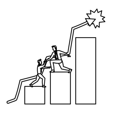 satır işadamları ile büyüyen bar istatistikleri diyagramı illüstrasyon vektör