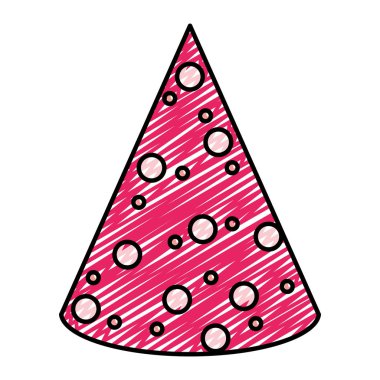Doodle parti şapka aksesuarı poins dekorasyon vektör çizim ile