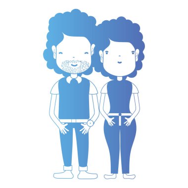 saç şekli ve kıyafet vektör çizim ile birlikte satır çift