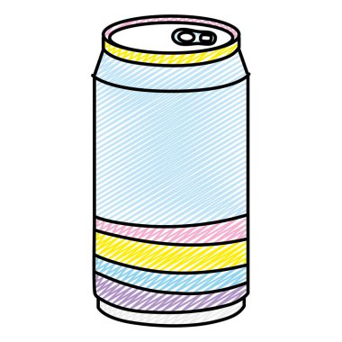 Doodle soğuk gazoz can taze içecek vektör çizim