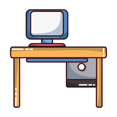 Office bilgisayar teknoloji ve ahşap Resepsiyon vektör çizim ile