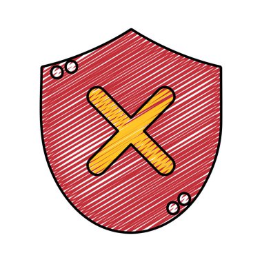 kötü kalkan güvenlik koruma işareti. vektör çizim