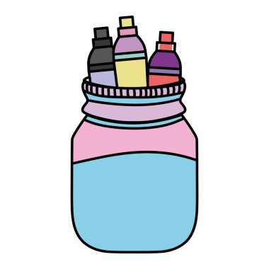 renk vurgulayıcılar kalemler kristal şişe nesnenin içinde illüstrasyon vektör