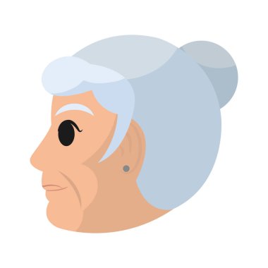 Yaşlı kadın baş tarafında hairtyle vektör çizim ile