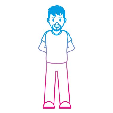 bozulmuş satır mutlu adam sakal ve rahat kıyafetler vektör çizim