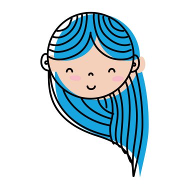 renk mutlu kadın baş haistyle tasarım vektör çizim ile taşındı