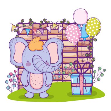 sevimli fil kutlu olsun mevcut hediye vektör çizim ile