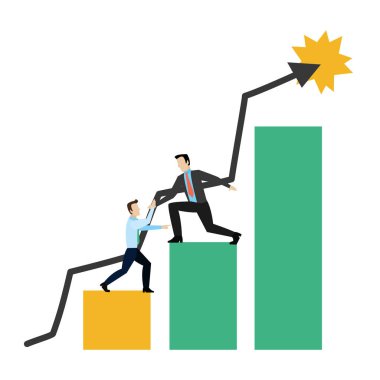 işadamları ile büyüyen bar istatistikleri diyagramı illüstrasyon vektör