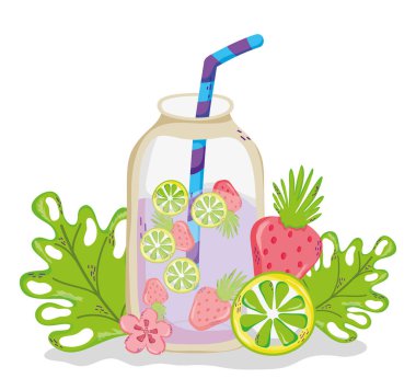 Lezzetli yaz suyu karikatür vektör çizim grafik tasarım