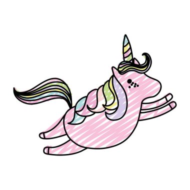 değerli saç ve boynuz vektör çizim ile uçan tek boynuzlu at doodle