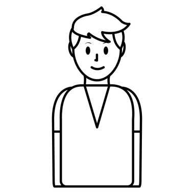 çizgi saç modeli ve spor t-shirt vektör çizim ile mutlu bir adam