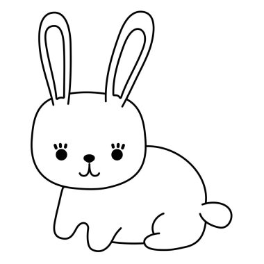 satır tavşan sevimli vahşi hayvan vektör çizim oturma