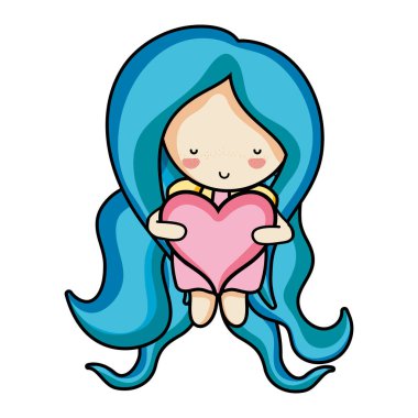 kadın saç elbise tasarımı ve kalp vektör çizim ile