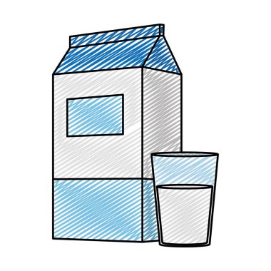 kutusu ve cam vektör çizim beslenmesinde taze süt doodle