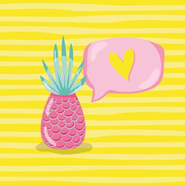 Punchy pastel ananas vektör çizim grafik tasarım