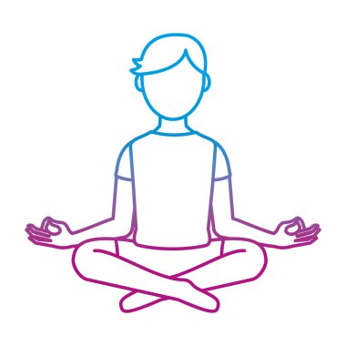 Yoga pozisyon vektör çizim ile oturan satır fitness adam bozulmuş