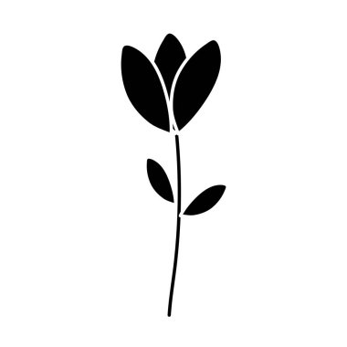 doğa ile siluet sevimli çiçek yaprakları ve yaprakları illusration vektör