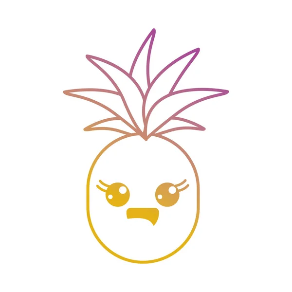 line kawaii cute happy pineapple fruit vector illustration