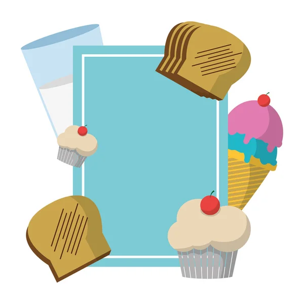 Emblem Style Ice Cream Breads Vector Illustration — Stock Vector